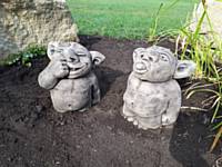 Noce Nibbler and Nail Chomper. The two trolls located at the bottom of the wetland swale were named by Cladershaw Primary School